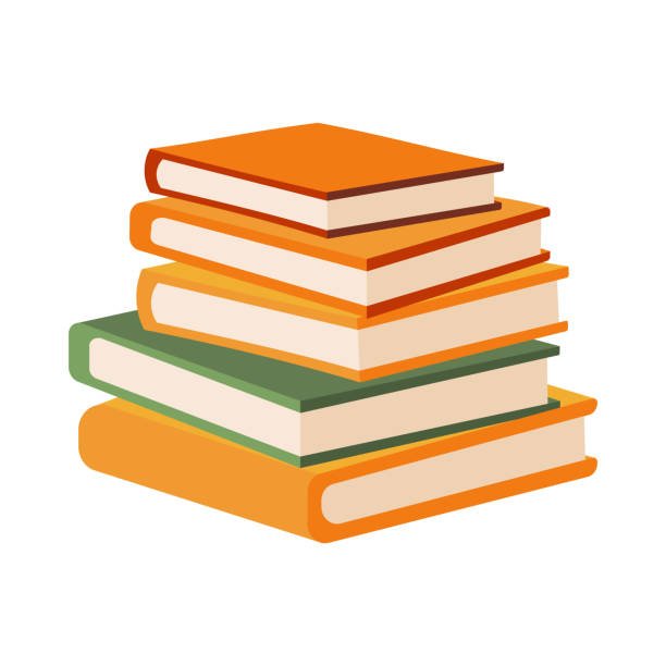 "A colorful stack of five books with orange, yellow, and green covers, symbolizing a collection of reading material for personal growth and development, set against a plain white background."