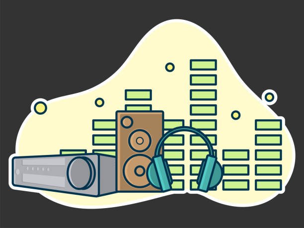Illustration of a DIY audio setup featuring a speaker, headphones, and an audio player, with green equalizer bars and yellow dots on a light background.