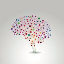 A colorful network of interconnected nodes forming a brain shape, symbolizing mental models and tactical thinking for men.