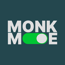Logo featuring the text "MONK MODE" with a green toggle switch integrated into the "O," symbolizing focus and activation, alongside the title "Monk Mode Guide 2025: 7 Powerful Reasons High-Achieving Men Are Going Ghost for Maximum Focus."