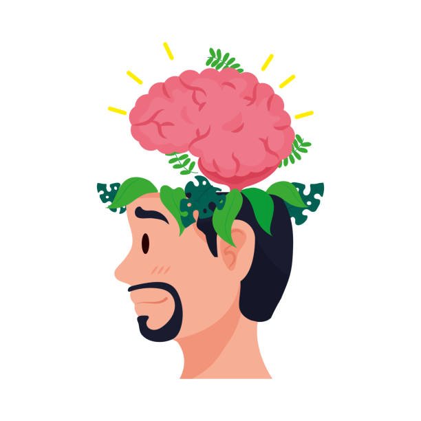 Illustration of a man's profile with green foliage and leaves integrated into the head, symbolizing natural brain enhancement. The design features a vibrant, nature-inspired theme with the title "Natural Brain Enhancers for Men: 9 Nootropics Backed by Science (No BS)" prominently displayed.