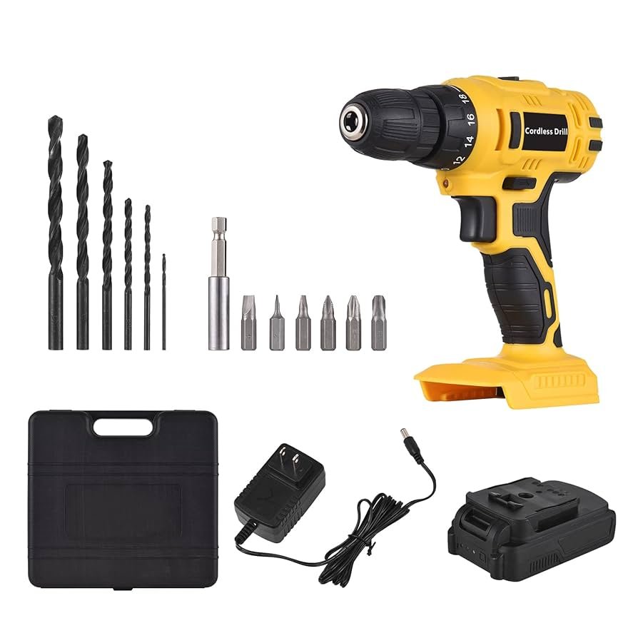 Power Drill with drill and screwdriver bits