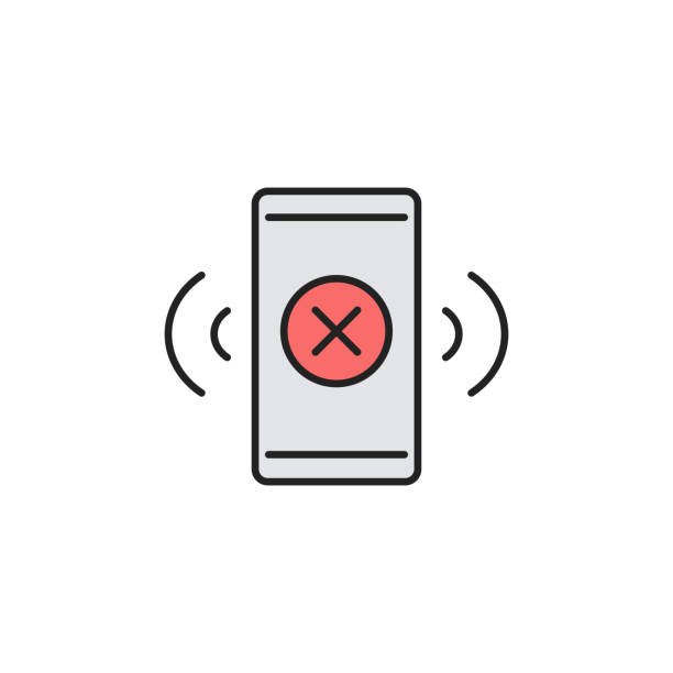 Icon of a smartphone with a red X symbol on the screen, representing blocked notifications and distraction-free device.