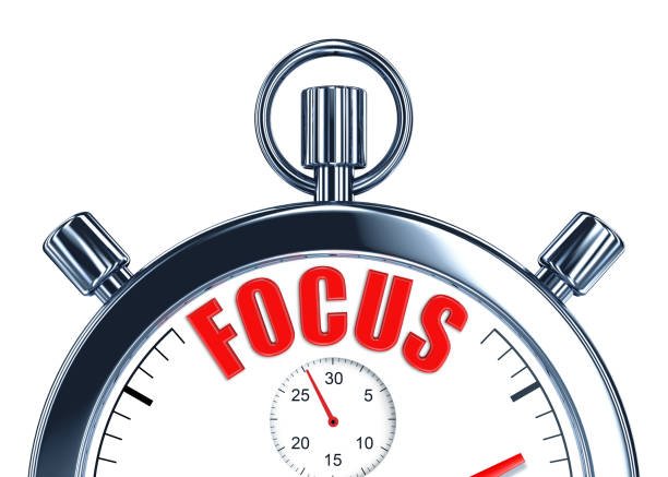 A chrome timer with the word "FOCUS" in red letters on its face.