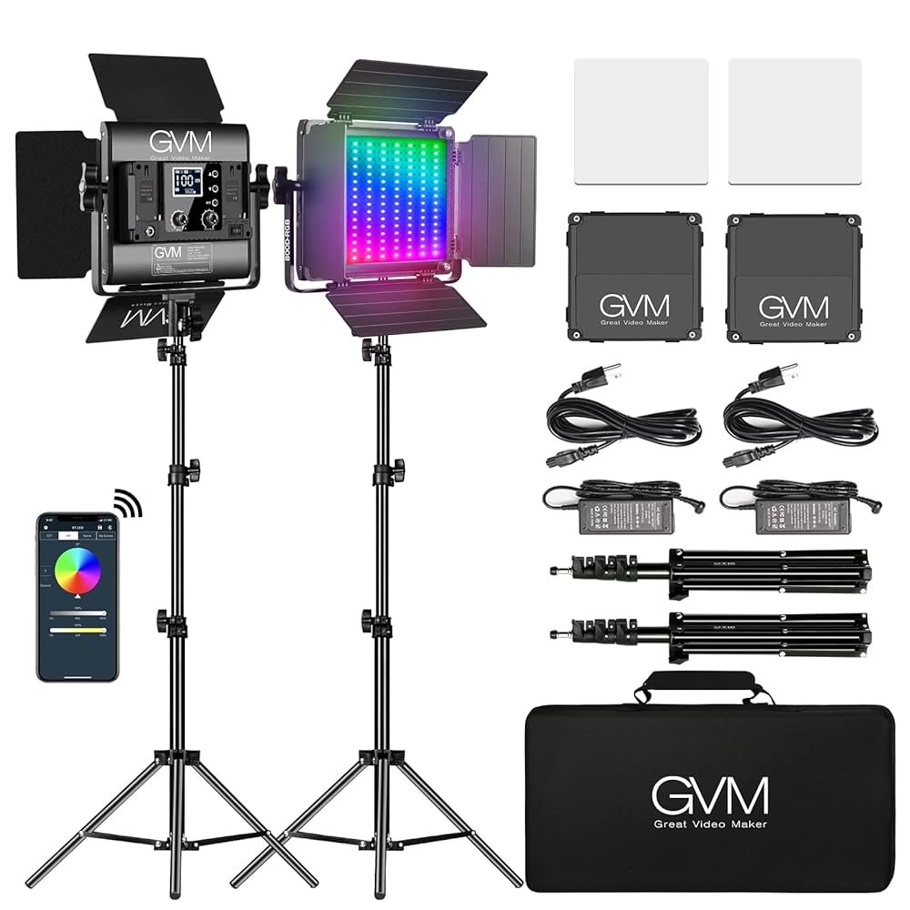 GVM 800D RGB LED Video Light 2 Panel Kit