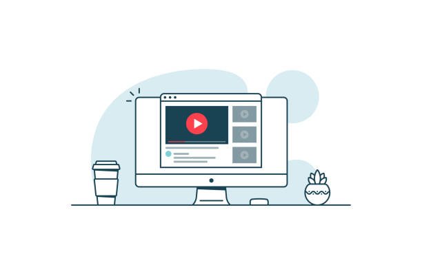 An illustration of a desktop computer screen showing a video player, symbolizing the use of screen recording tools to create professional content.