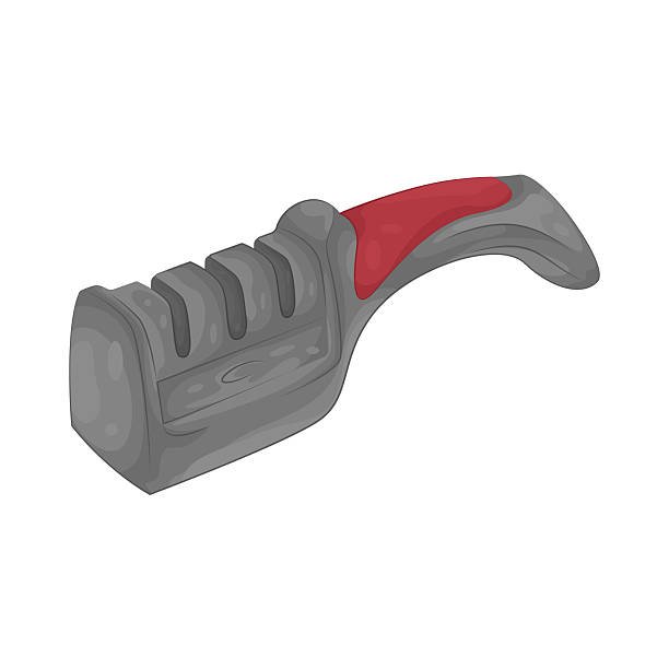 5 Killer Ice Knife Sharpeners That Will Transform Your Ice Fishing Season 🚀 Handheld 3-stage pull-through ice knife sharpener with grey body and red handle for quick blade maintenance.
