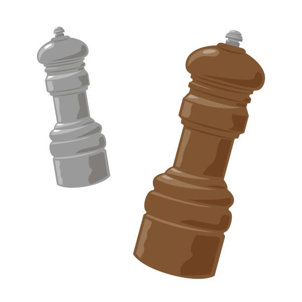 vector illustration of a wood grinder pepper mill. two colour options.