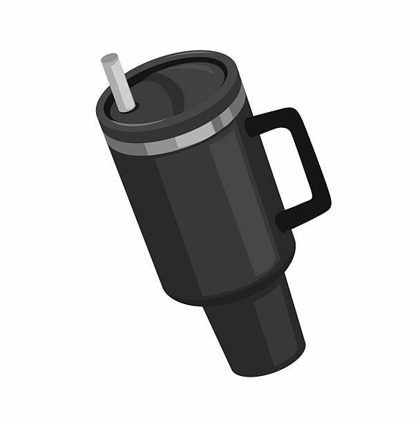 Stanley Quencher H2.0 FlowState Tumbler in black. Insulated stainless steel stanley cup with handle and straw.