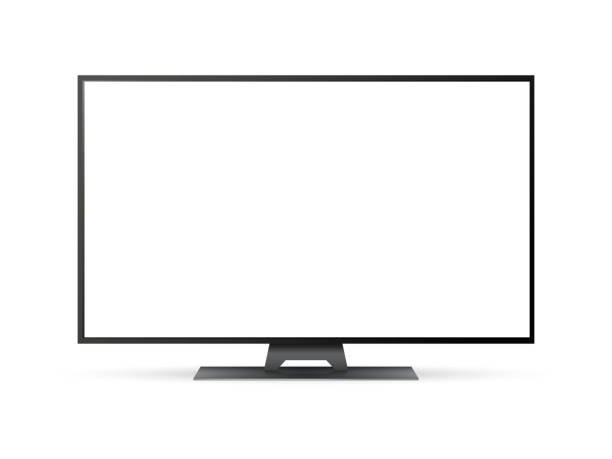 Black modern 4K smart TV illustration with a blank white screen and thin bezel, representing the best TVs on Amazon in 2025.